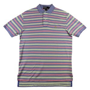 Polo Ralph Lauren Polo Shirt Mens Medium Purple Stripe Pima Cotton Casual Preppy